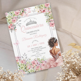 Florales Erröten Rosa und Grüner Schmetterling Qui Einladung