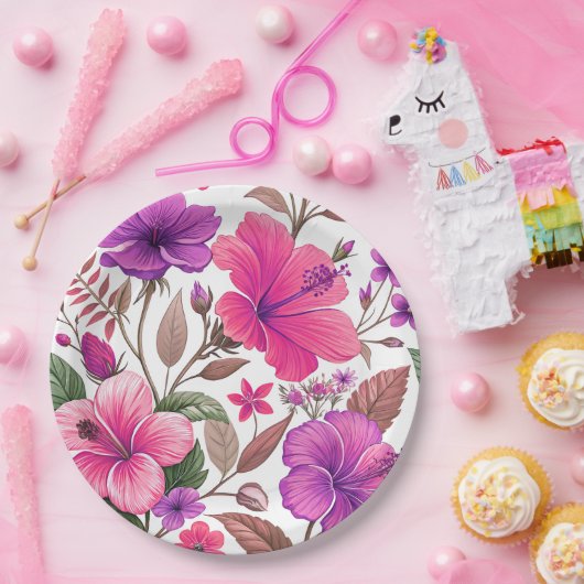 Florales Farbenmeer, Duschvorhang Pappteller (Party)