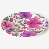 Florales Farbenmeer, Duschvorhang Pappteller (Schrägansicht)