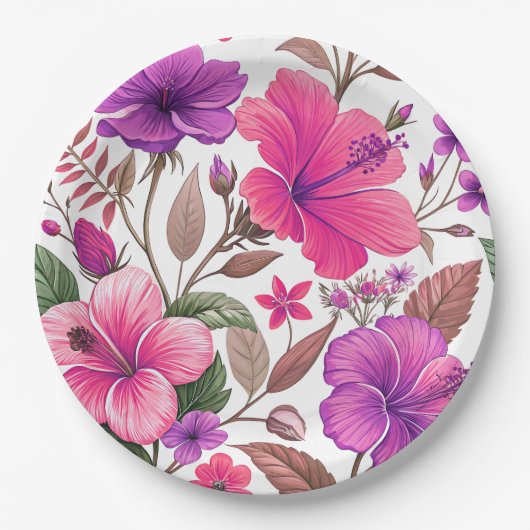 Florales Farbenmeer, Duschvorhang Pappteller (Vorderseite)