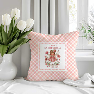 Florales Feen-Mädchen-Rotwang-Pastell-Geburtstagsk Kissen