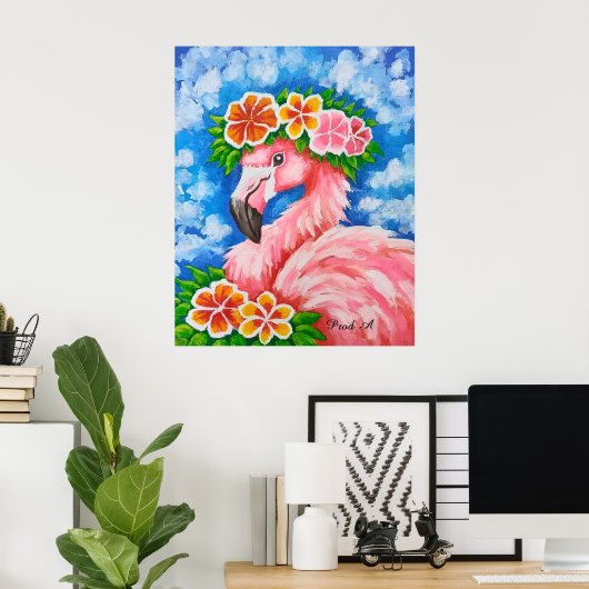 Florales Flamingo Poster (Heimbüro)