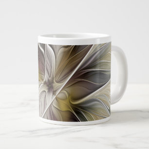 Florales Fraktal, Fantasie-Blume mit Erdtönen Jumbo-Tasse