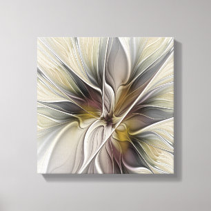 Florales Fraktal, Fantasie-Blume mit Erdtönen Leinwanddruck