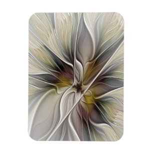 Florales Fraktal, Fantasie-Blume mit Erdtönen Magnet