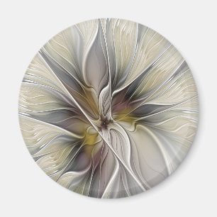 Florales Fraktal, Fantasie-Blume mit Erdtönen Magnet