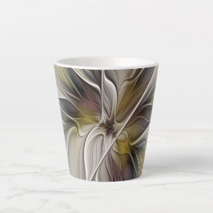 Florales Fraktal, Fantasie-Blume mit Erdtönen Milchtasse