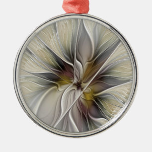 Florales Fraktal, Fantasie-Blume mit Erdtönen Ornament Aus Metall
