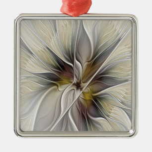 Florales Fraktal, Fantasie-Blume mit Erdtönen Ornament Aus Metall