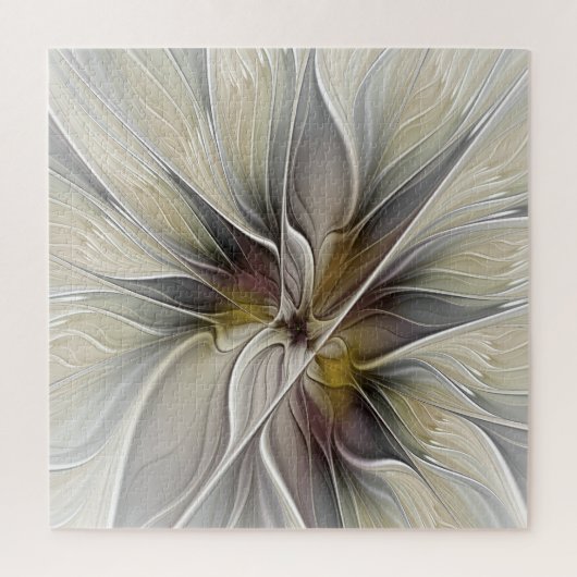 Florales Fraktal, Fantasieblume mit Erdtönen Puzzle (Vertikal)