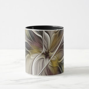 Florales Fraktal, Fantasieblume mit Erdtönen Tasse