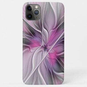 Florales Fraktal Modern Abstrakt Blume Pink Grau Case-Mate iPhone Hülle