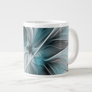 Florales Fraktal Modernes Abstractes Blumen Blau G Jumbo-Tasse