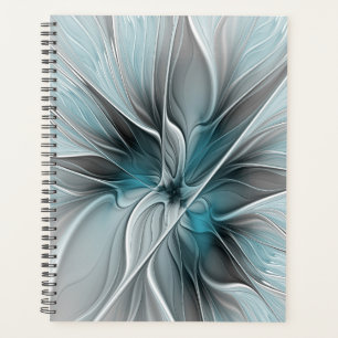 Florales Fraktal Modernes Abstractes Blumen Blau G Planer