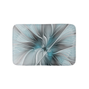 Florales Fraktal Modernes Abstraktes Blumen Blau G Badematte
