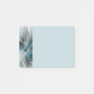 Florales Fraktal Modernes Abstraktes Blumen Blau G Post-it Klebezettel