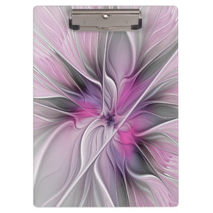 Florales Fraktal Modernes Abstraktes Blumen Pink G Klemmbrett