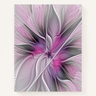 Florales Fraktal Modernes Abstraktes Blumen Pink G Notizblock