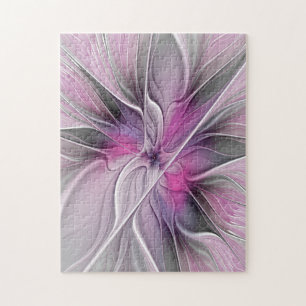 Florales Fraktal Modernes Abstraktes Blumen Pink G Puzzle