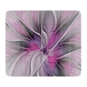 Florales Fraktal Modernes Abstraktes Blumen Pink G Schneidebrett