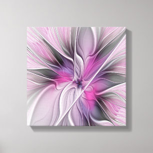 Florales Fraktal Modernes Abstraktes Blumen Rosa G Leinwanddruck
