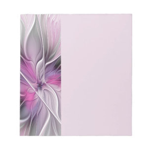 Florales Fraktal Modernes Abstraktes Blumen Rosa G Notizblock