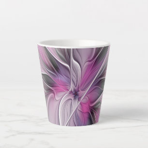 Florales Fraktal Modernes Abstraktes Blumenmuster Milchtasse