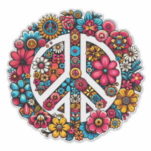 florales Friedenszeichen Symbol Farbillustration K Aufkleber