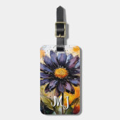 Florales Gepäckanhänger mit personalisierter Monog (Vorderseite vertikal)
