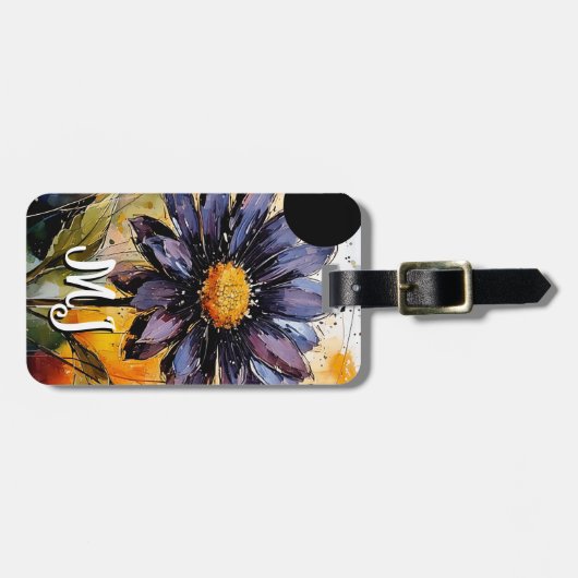 Florales Gepäckanhänger mit personalisierter Monog (Vorderseite horizontal)