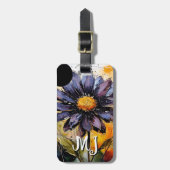 Florales Gepäckanhänger mit personalisierter Monog (Vorderseite vertikal)