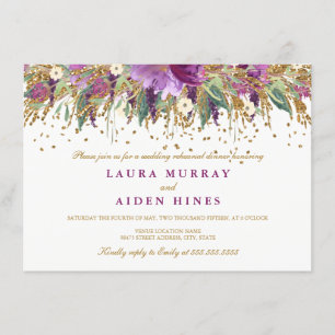 Florales Glitter Amethyst Probedinner-Einladung Einladung