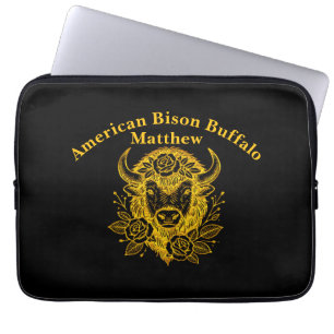 Florales Gold-Bison-Kopf-Dekor Laptopschutzhülle