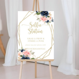 Florales gold geometrisches Selfie-Station-Schild Poster