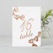 Florales Gold geprägt Folie Tisch Nummer Folieneinladung (Stehend vorne)