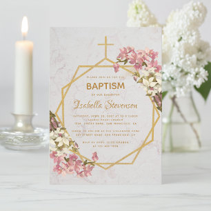 Florales Gold Marmor Rosa Orchideen Geometrische T Einladung