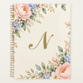 Florales Gold-Monogramm-Planer Planer (Vorderseite)