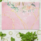 Florales goldenes Schriftmonogramm rosa Geode Acha Geschirrtuch (Gefaltet)