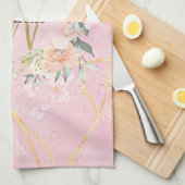 Florales goldenes Schriftmonogramm rosa Geode Acha Geschirrtuch (Viertel Falte)