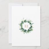 Florales Grün-Monogramm Lebensfeier Einladung (Rückseite)