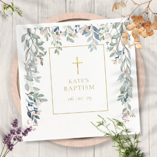 Florales Grün Taufzeremonie Taufe Serviette