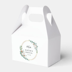 Florales Grün und Gold Muslim Nikah Hochzeit Geschenkschachtel