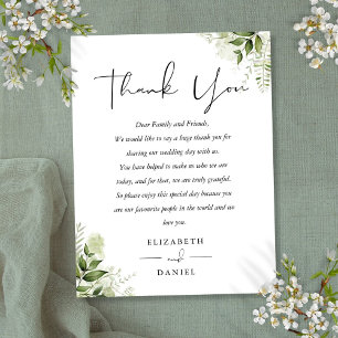 Florales Grünes Dankeschön-Hochzeitsplatzkarte Postkarte