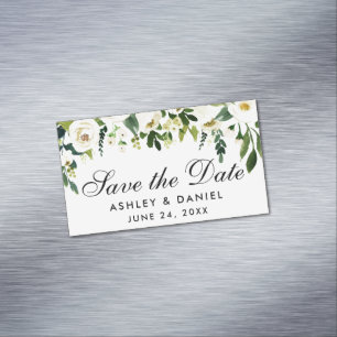 Florales grünes Save-The-Date-Mini-Magnet Magnetische Visitenkarte