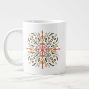 Florales Grünzeug Gelb Orange Bohemian Art Jumbo-Tasse