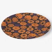 Florales Halloween Pappteller (Schrägansicht)