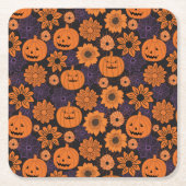 Florales Halloween Rechteckiger Pappuntersetzer (Vorderseite)