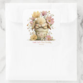 Florales Hasen-Cupcake Quadratischer Aufkleber (Tasche)