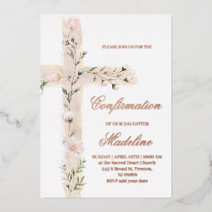 florales Heiliges Kreuz Firmung Folieneinladung