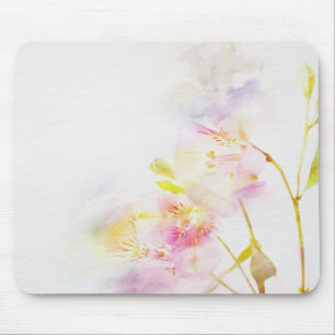 florales Hintergrundbild mit Wasserfarben-Blumen Mousepad